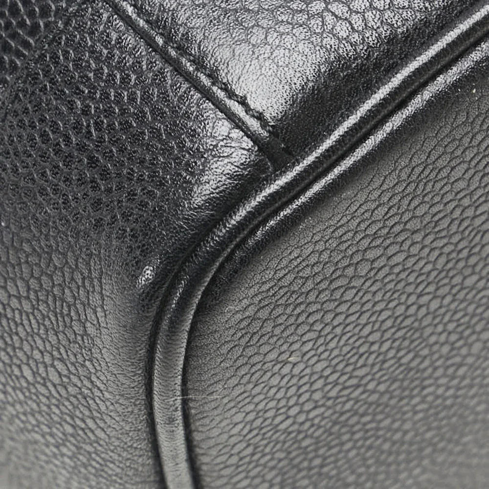 CHANEL Black Caviar Leather Logo Vanity Bag
